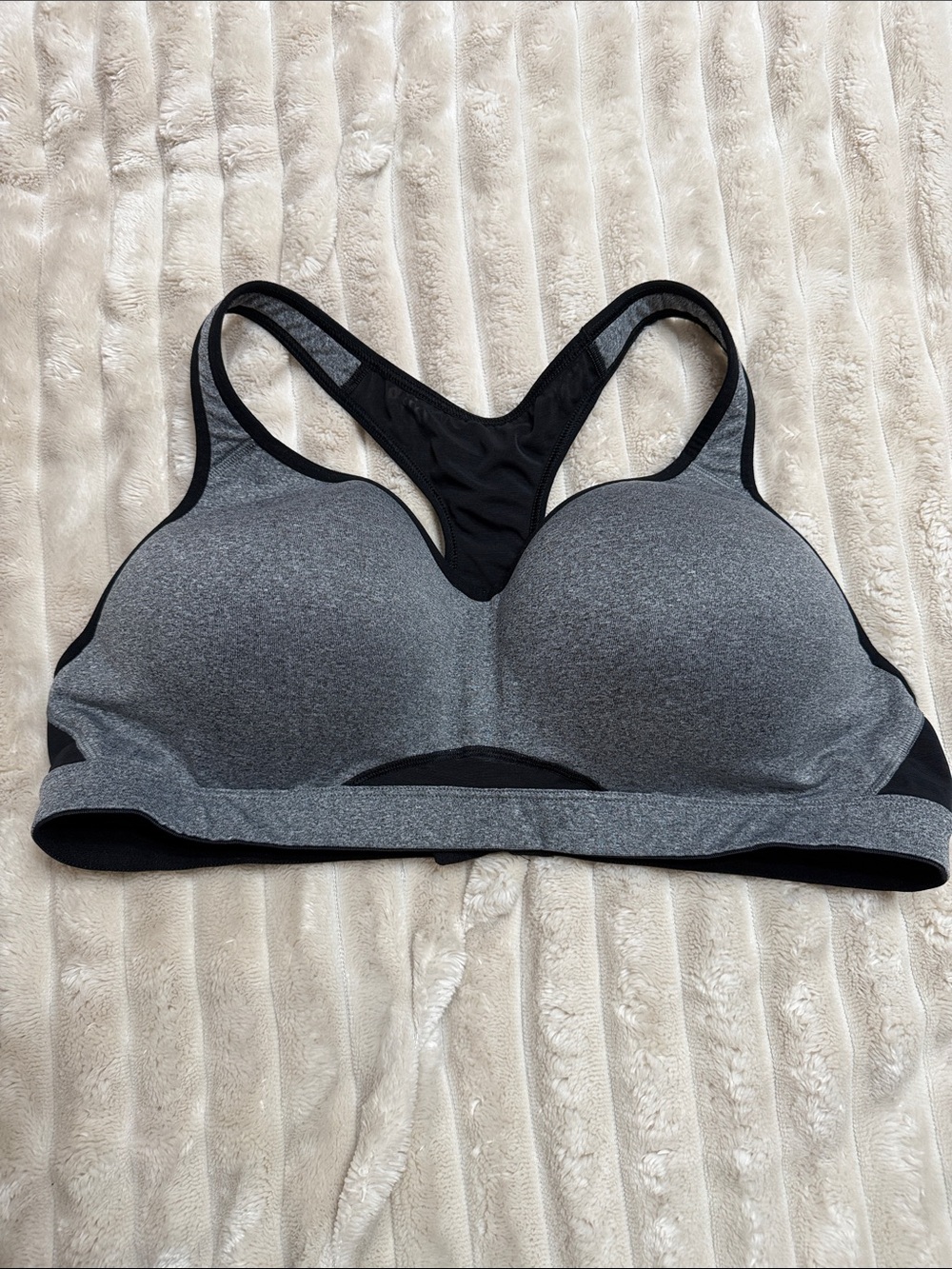 Old Navy Gray and Black Racerback Molded Sports Bra